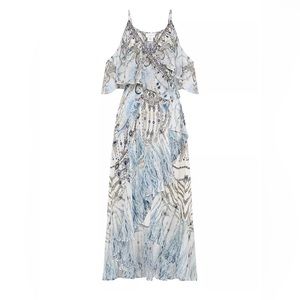 Camilla silk Ruffle Overlayer Wrap Dress
Moon And Back XS